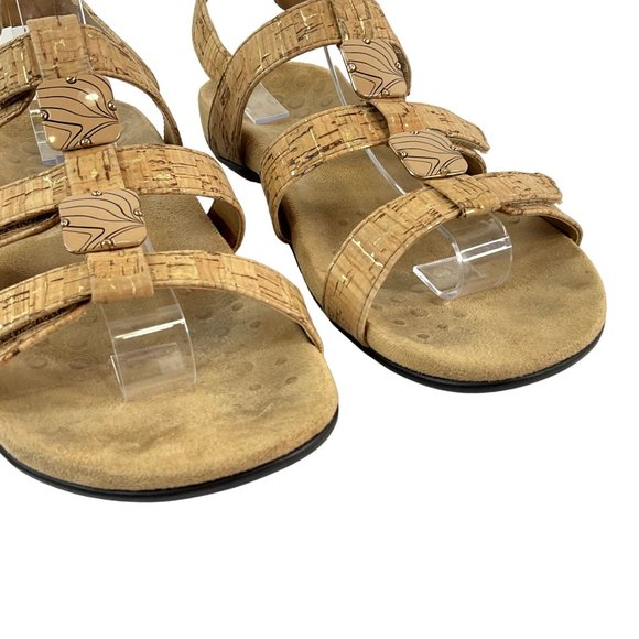 Vionic Shoes Womens Size 8 Tan Amber Gold Cork Comfort Sandal Arch Support - Picture 9 of 12